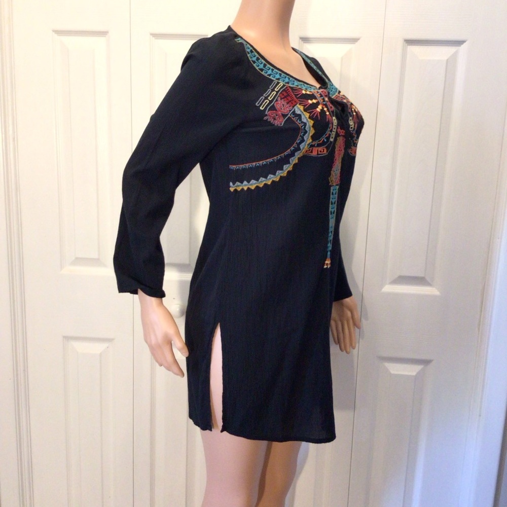 Old Navy Womens Black Embroidered Peasant Swimsuit Cover Up Top Size Medium - Picture 4 of 6